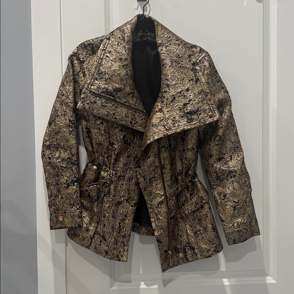 Donna Karan Gold and Black Textured Blazer